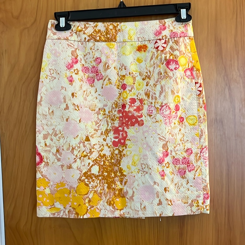 J. Crew Sunshine Peony textured stretch cotton pencil